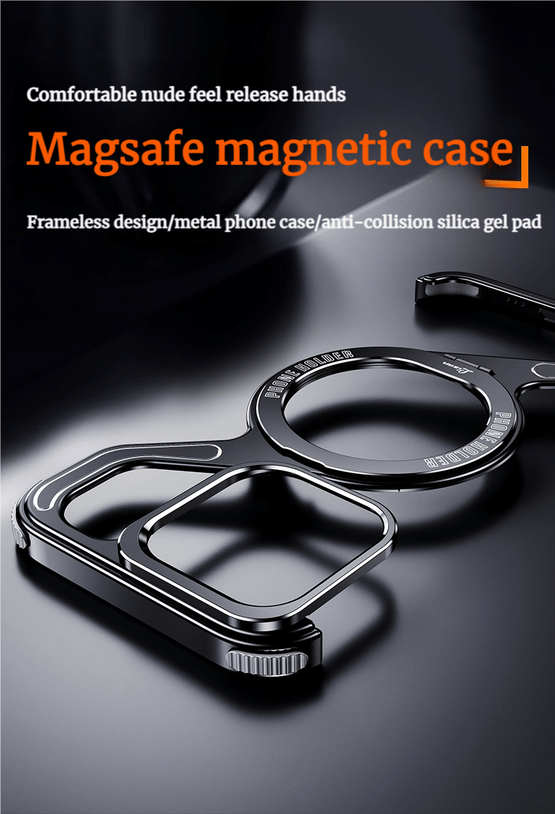 Metal Z Shell With Magnetic Bracket Hollow Heat Dissipation Mobile Phone Case Suitable For iPhone 16/15 Series