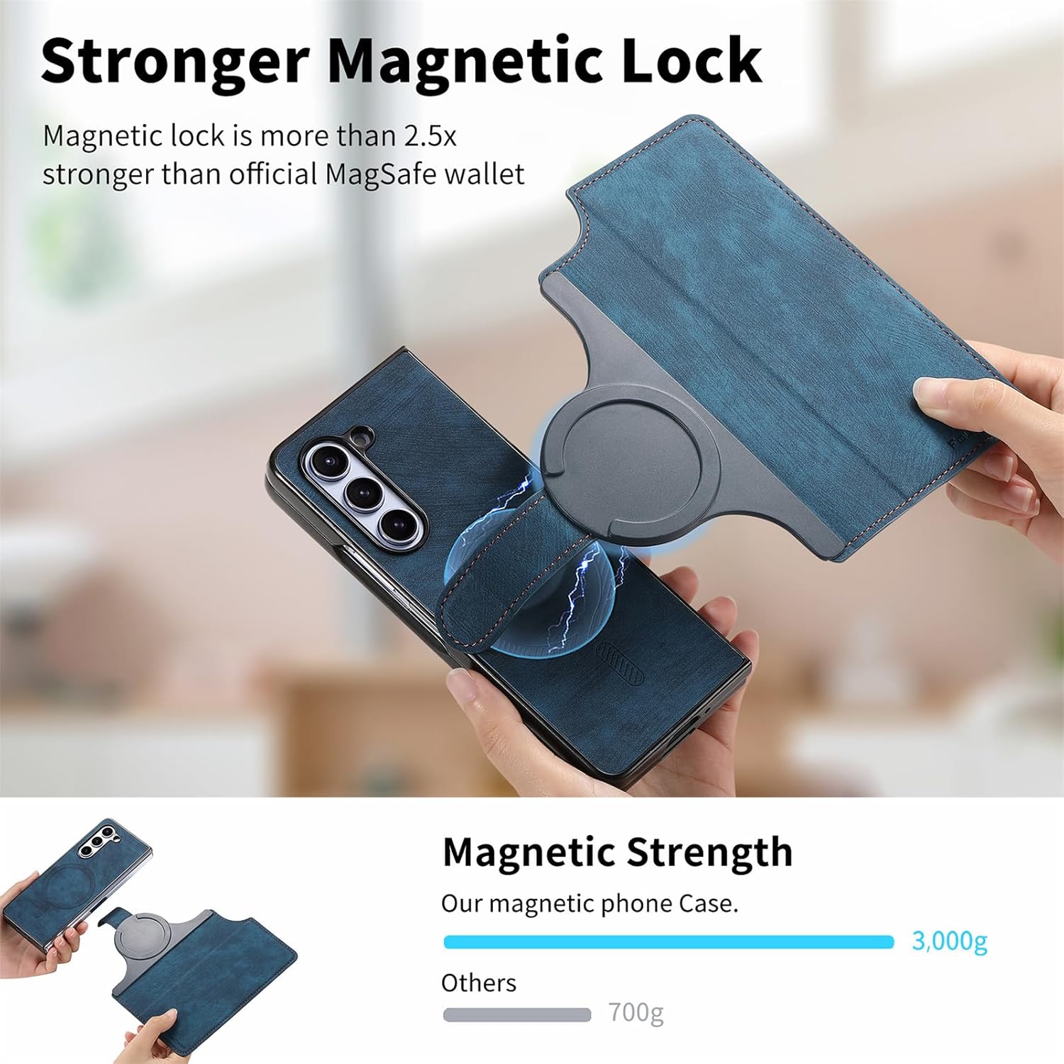 Mobile phone case suitable for Galaxy Z Fold 3/Galaxy Z Fold 4/Galaxy Z Fold 5/Galaxy Z Fold 6, full-cover anti-fall, magnetic separation, card insertion protective cover