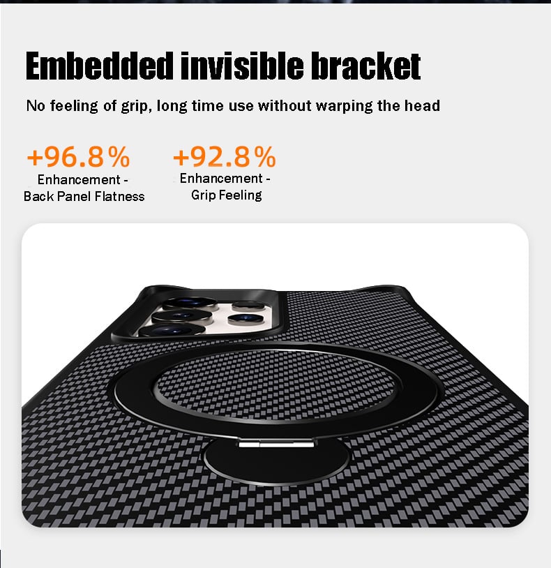 Carbon fiber texture magnetic stand anti-drop protective case for Samsung Galaxy S25 series, S24 Ultra, S23 Ultra, S22 Ultra