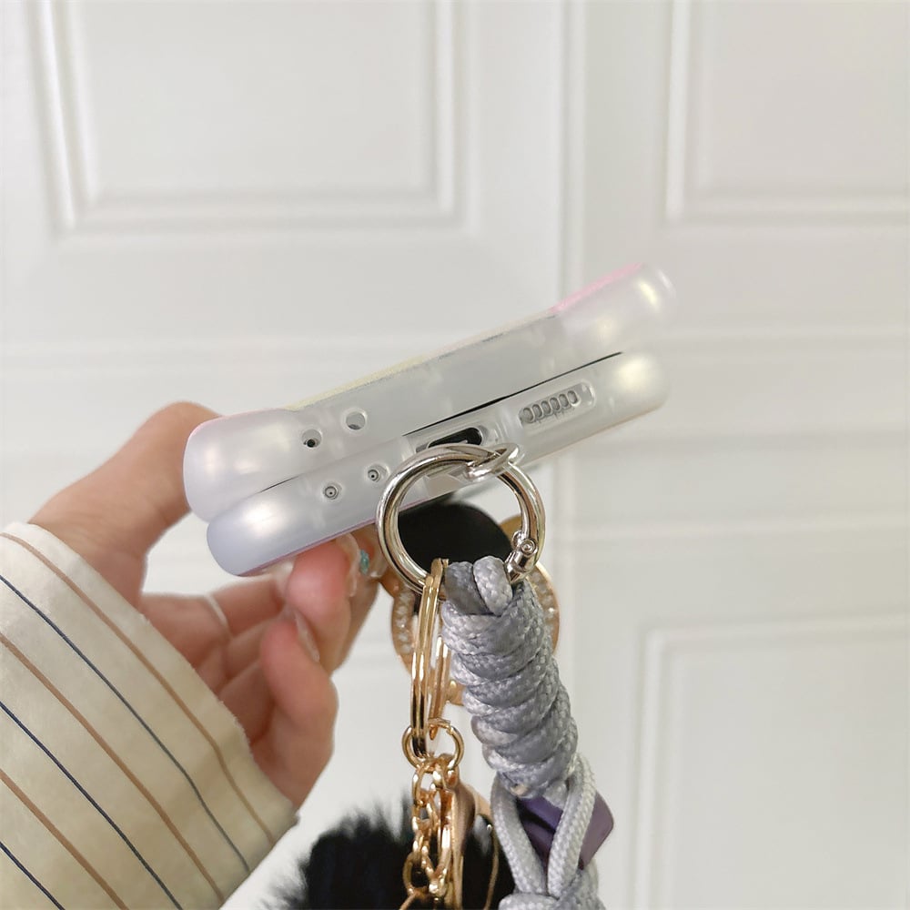 Cute 3D Cat Ear Graffiti Cat Phone Case, Suitable for Galaxy Z Flip 3/Galaxy Z Flip 4/Galaxy Z Flip 5/Galaxy Z Flip 6