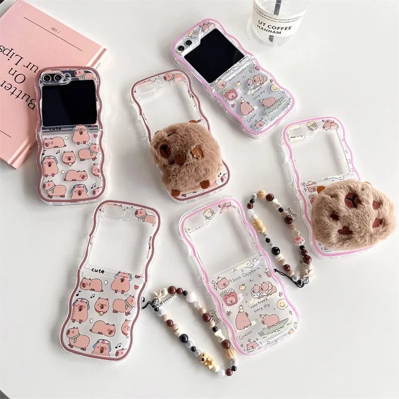 Cartoon Capybara Phone Case For Galaxy Z Flip 3 / Galaxy Z Flip 4 / Galaxy Z Flip 5 / Galaxy Z Flip 6