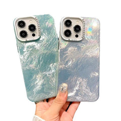 Rhinestone Mirror Frame Foil Texture Protective Case Compatible With iPhone 11/12/13/14/15/16 series