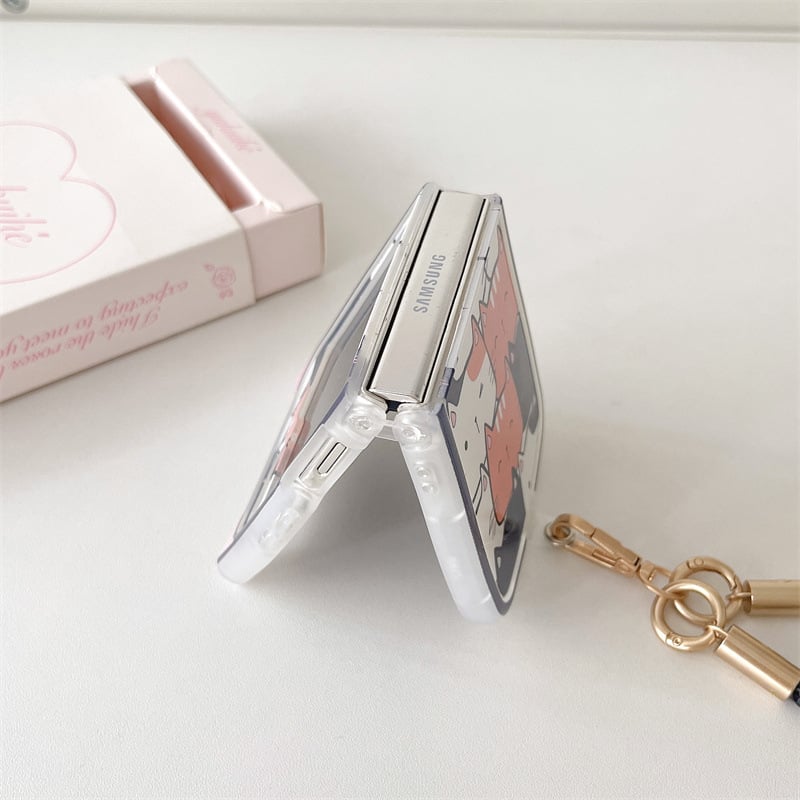 Stacking Cat Phone Case For Galaxy Z Flip 3/Galaxy Z Flip 4/Galaxy Z Flip 5/Galaxy Z Flip 6