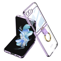 Phantom Plating Anti-drop Ring Bracket Case for Galaxy Z Flip 5 and Galaxy Z Flip 6[Shell and membrane integrated]