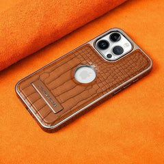 Crocodile Pattern Leather invisible Kickstand Magnetic Case For iPhone Wireless Charging