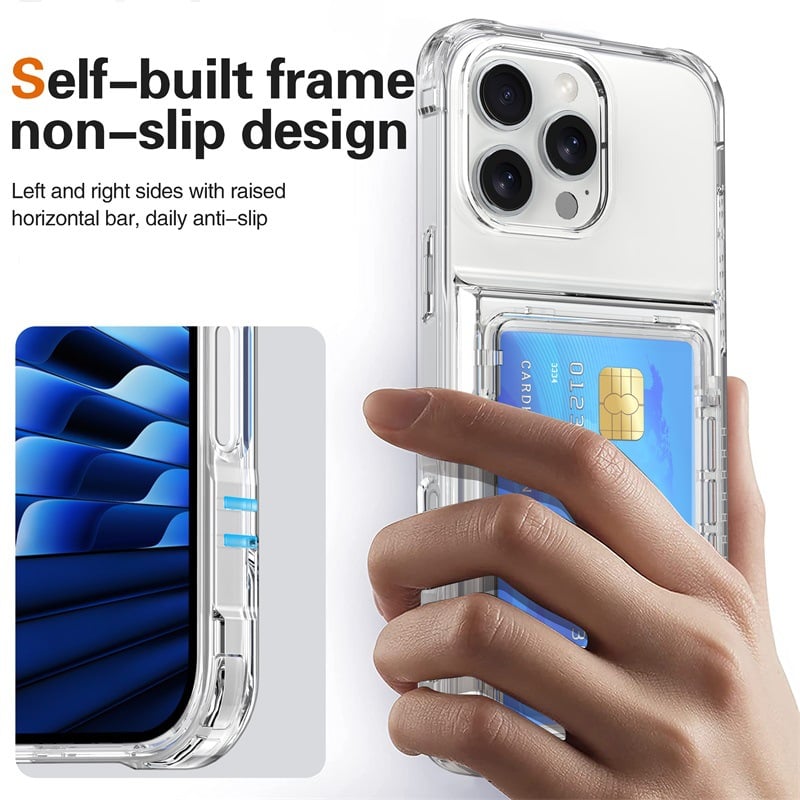 Transparent Phone Case With Photo Card Holder For iPhone 11 12 13 14 15 Series And Samsung S24 S23 Ultra
