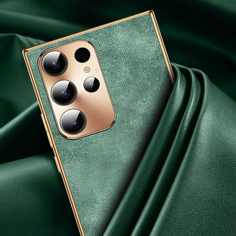 Samsung Galaxy S22 S23 S24 Series | High-End Luxury Metal Lens Leather Phone Case