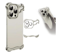 Alien-Shaped Metal Alloy Protective Borderless Slim Case for iPhone 14 and 15 Series