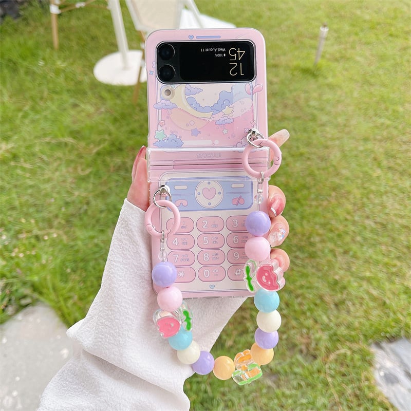 Cute retro phone case for Galaxy Z Flip 3/Galaxy Z Flip 4/Galaxy Z Flip 5/Galaxy Z Flip 6, hinged full cover case