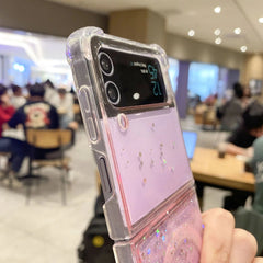 Glitter glue magnetic mobile phone case, suitable for Galaxy Z Flip 3/Galaxy Z Flip 4/Galaxy Z Flip 5/Galaxy Z Flip 6