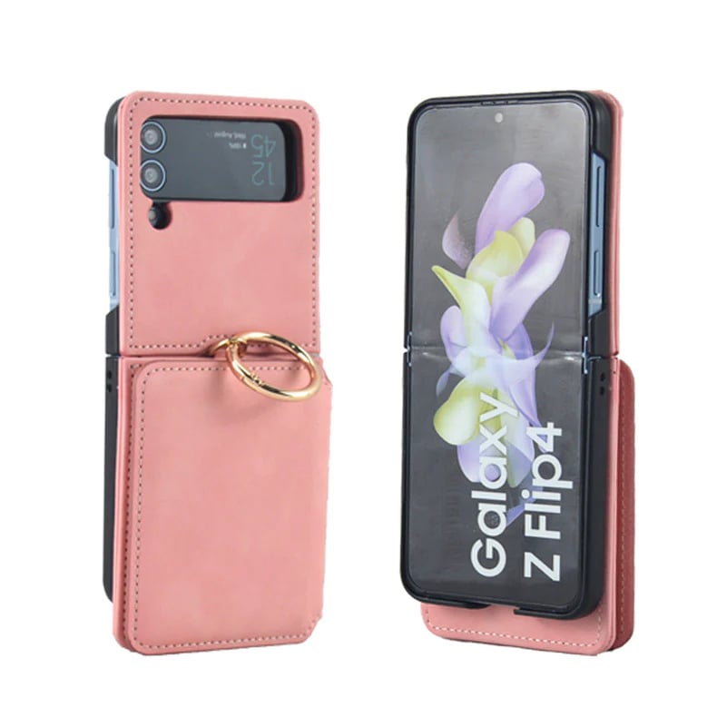 Ring Card Holder Phone Case With Chain For Galaxy Z Flip 3/Galaxy Z Flip 4/Galaxy Z Flip 5/Galaxy Z Flip 6