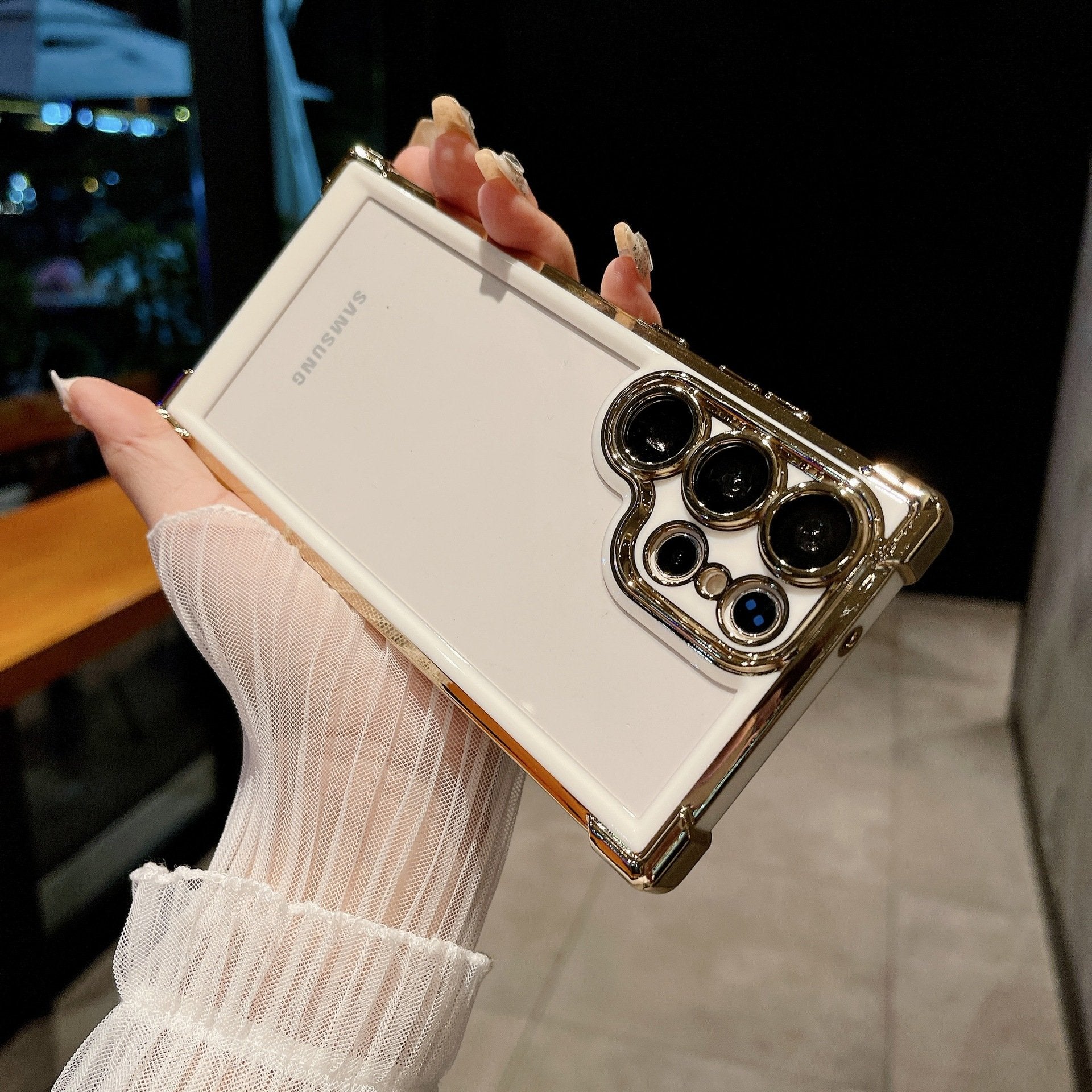 Two-color Glitter Magnetic Holder Airbag Phone Case For Samsung Galaxy S23 S24 Plus Ultra