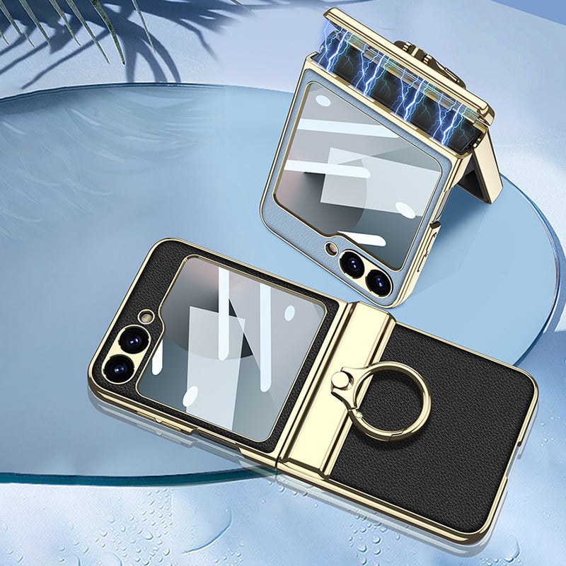 Samsung Galaxy Z Flip6 | Electroplated Ring Leather Case