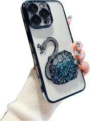 Electroplated Glitter swan Pattern Phone case with Glitter or Without Glitter Paper, Drop-Proof, Light Luxury Style, for iPhone 15 14 13 12 11 case