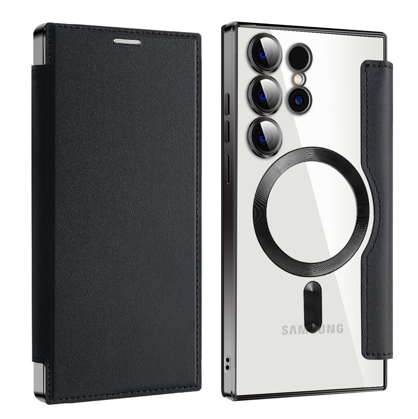 Electroplating Magnetic Leather Case for Samsung Galaxy S25 S24 S23 S22 Series
