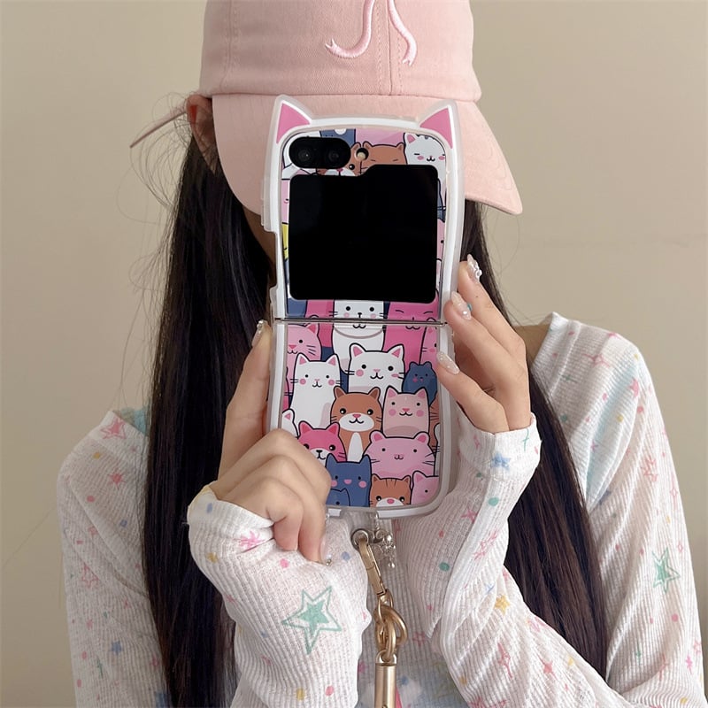 Stacking Cat Phone Case For Galaxy Z Flip 3/Galaxy Z Flip 4/Galaxy Z Flip 5/Galaxy Z Flip 6