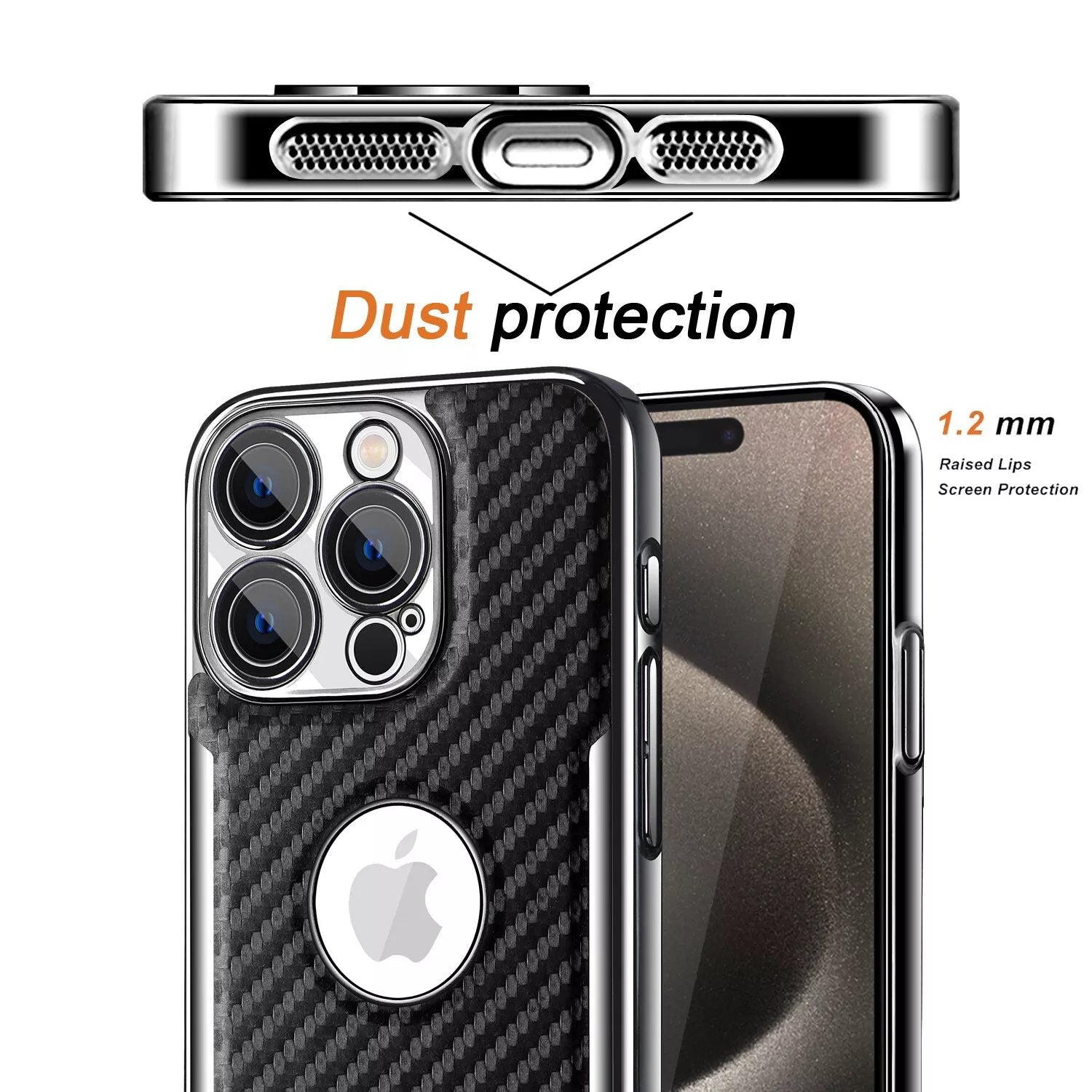 Carbon Fiber Texture Missing Label Mobile Phone Case For Apple 16/15/14/13 Series, Simple Protective Cover With Built-in Lens Film