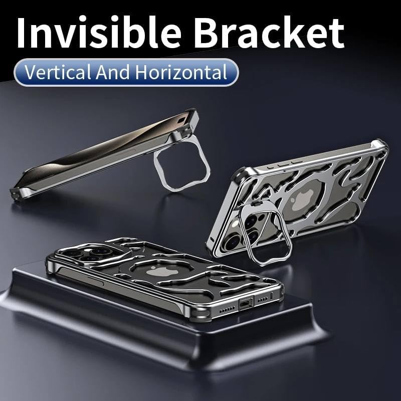 SentimentvalueTM Magnetic Heat Dissipation Hollow Metal Case With Lens Holder For iPhone 16 15 14 13 Series