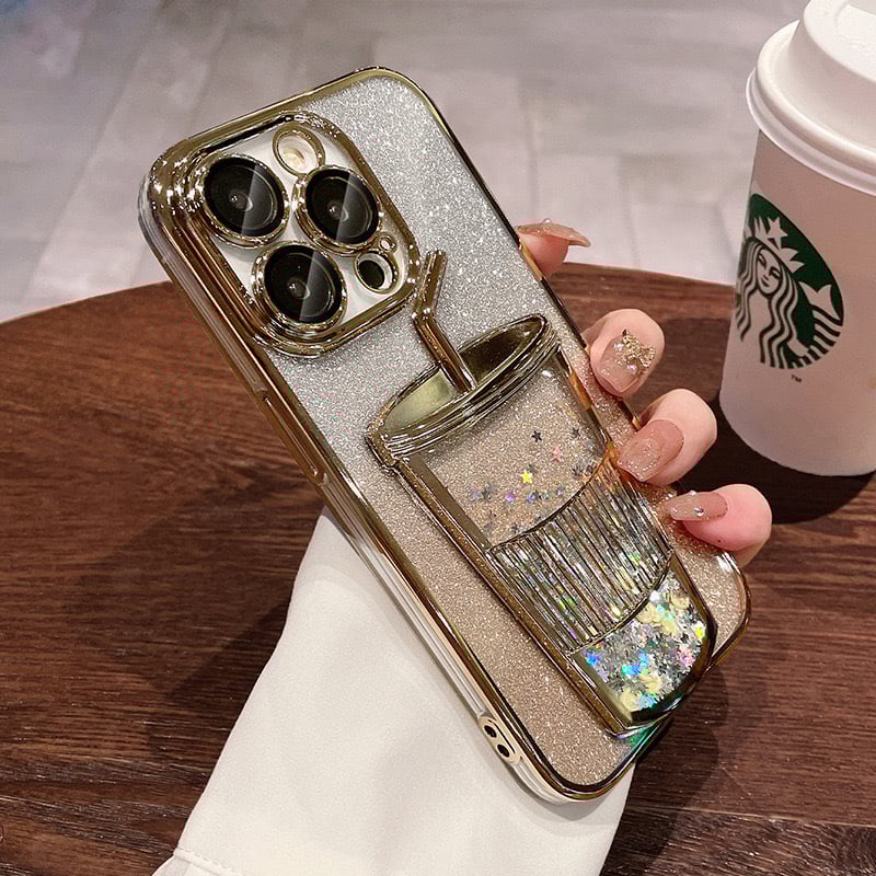 💥Hot Sale $9.99💥Cubic Quicksand Cup for Apple 15 Phone Case Gradient Glitter iPhone 14 Pro Electroplating Drop Protection Case