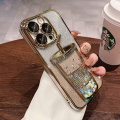 💥Hot Sale $9.99💥Cubic Quicksand Cup for Apple 15 Phone Case Gradient Glitter iPhone 14 Pro Electroplating Drop Protection Case