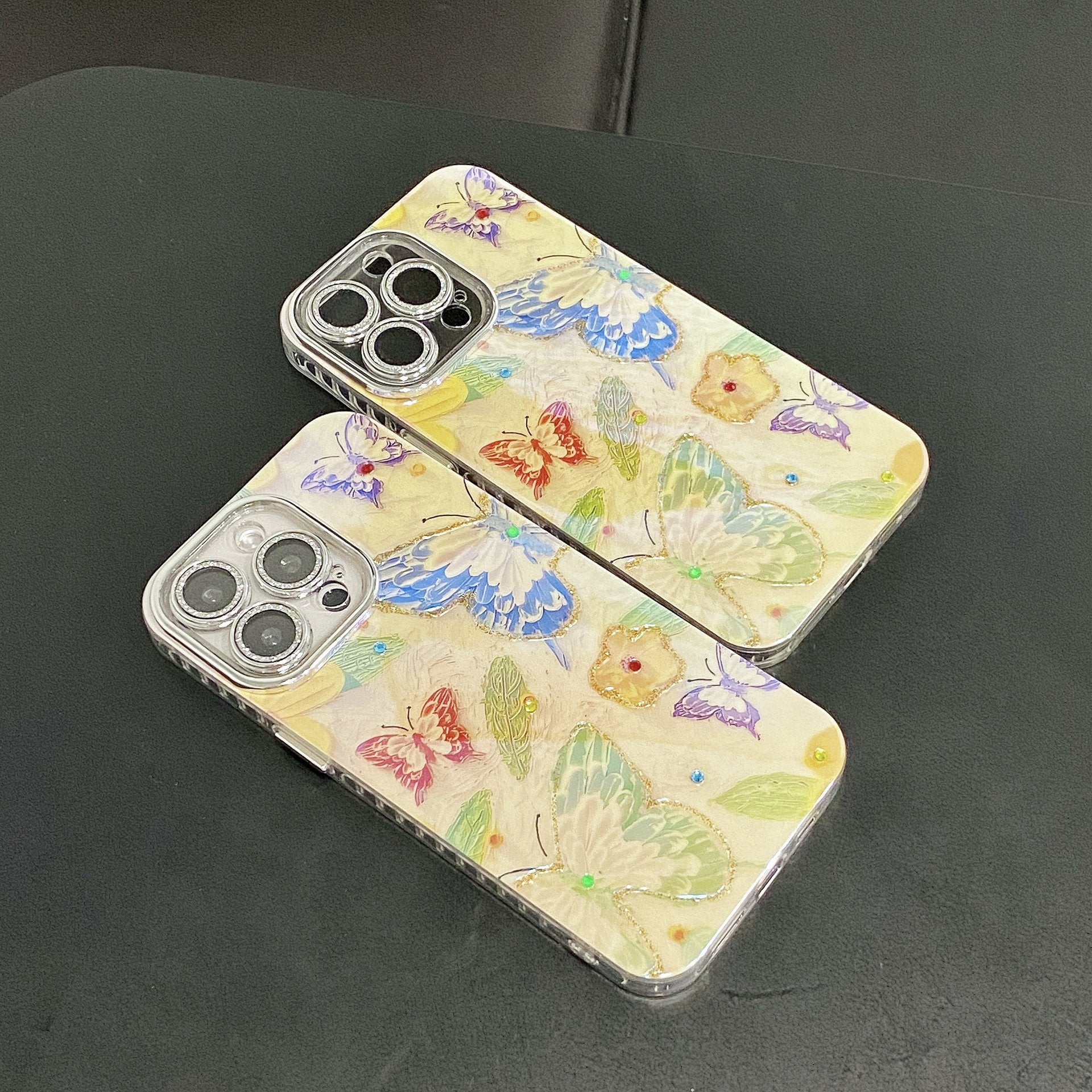 Butterfly Flower Bling Diamond Soft Phone Case Compatible with iPhone Case