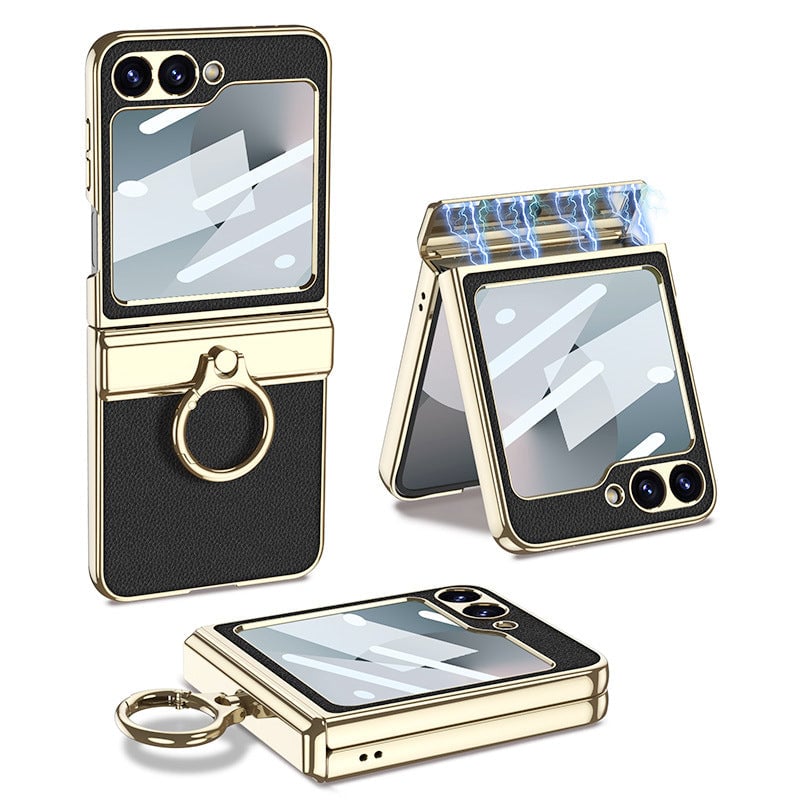 Samsung Galaxy Z Flip6 | Electroplated Ring Leather Case