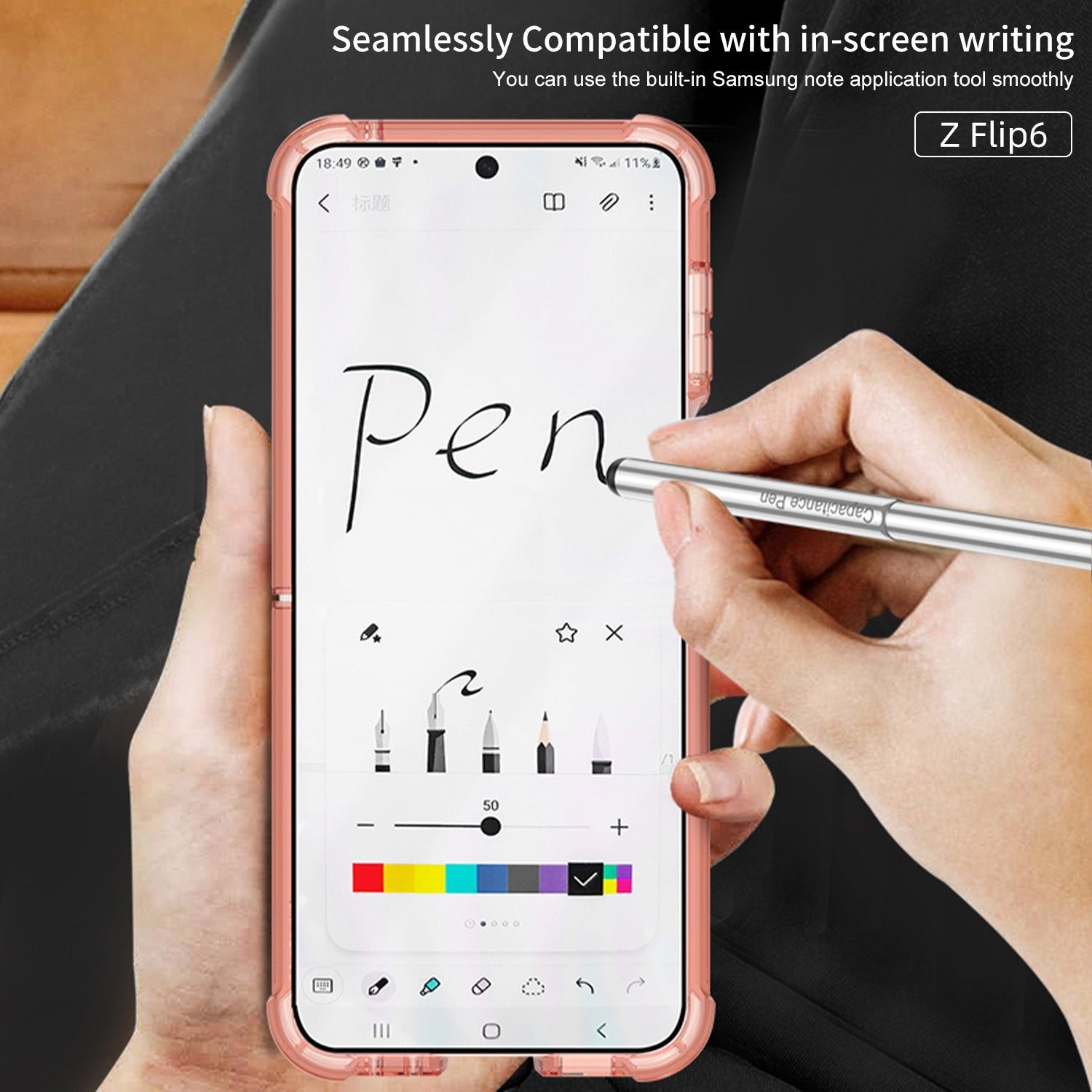 Galaxy Z Flip 5 and Galaxy Flip 6 | Transparent Ring Phone Case(Bring Pen)