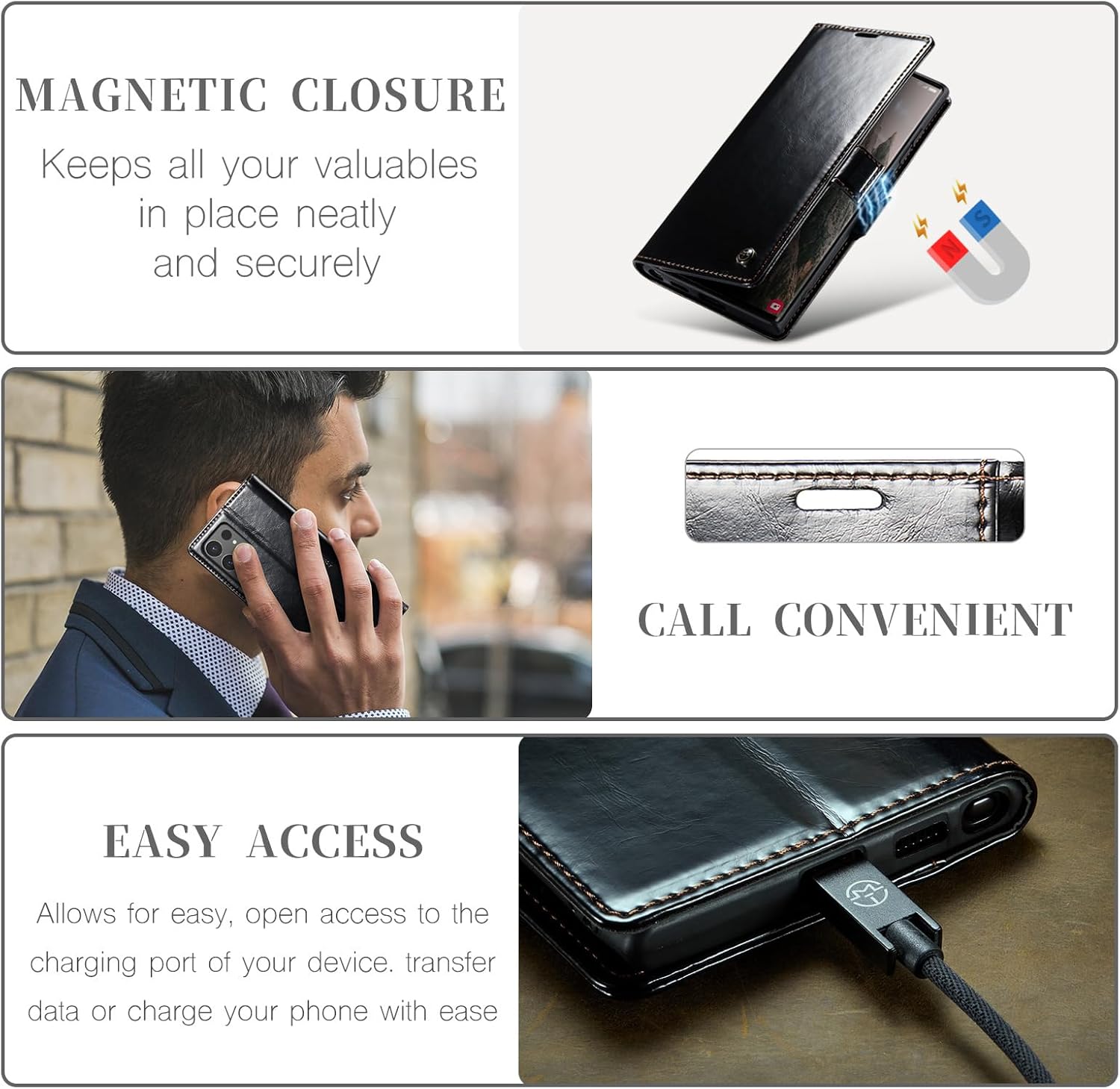 Crazy horse pattern card holder for Galaxy S24/S23/S22/S21/S20 Series