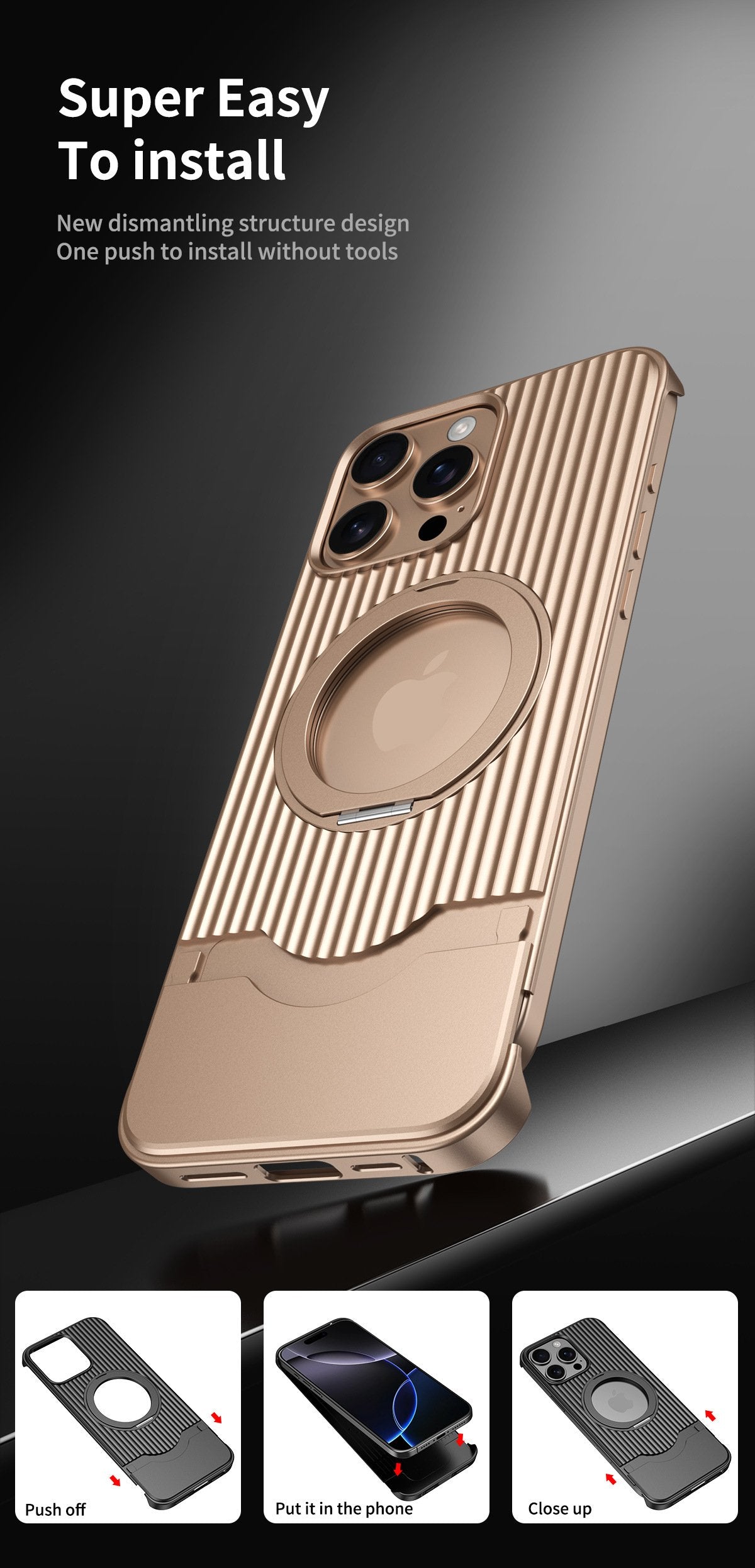 Luggage Retractable Metal Mobile Phone Case With Magnetic Bracket Suitable For iPhone 16 15 Series