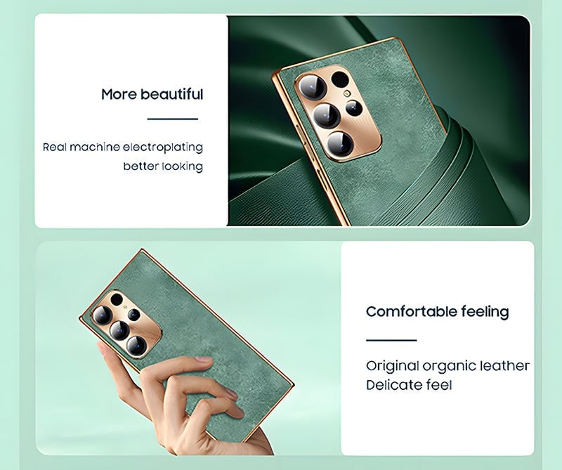 Samsung Galaxy S22 S23 S24 Series | High-End Luxury Metal Lens Leather Phone Case