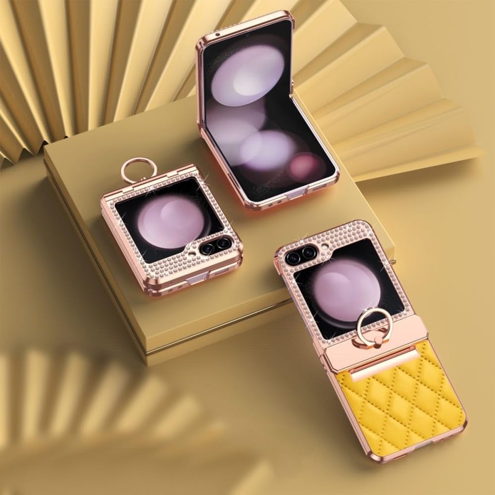 Luxury Leather Pattern Folding Protective Case, Compatible with Galaxy Z Flip 3/Galaxy Z Flip 4/Galaxy Z Flip 5