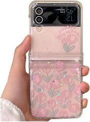 Glitter line tulip phone case for Galaxy Z Flip 3/Galaxy Z Flip 4/Galaxy Z Flip 5/Galaxy Z Flip 6
