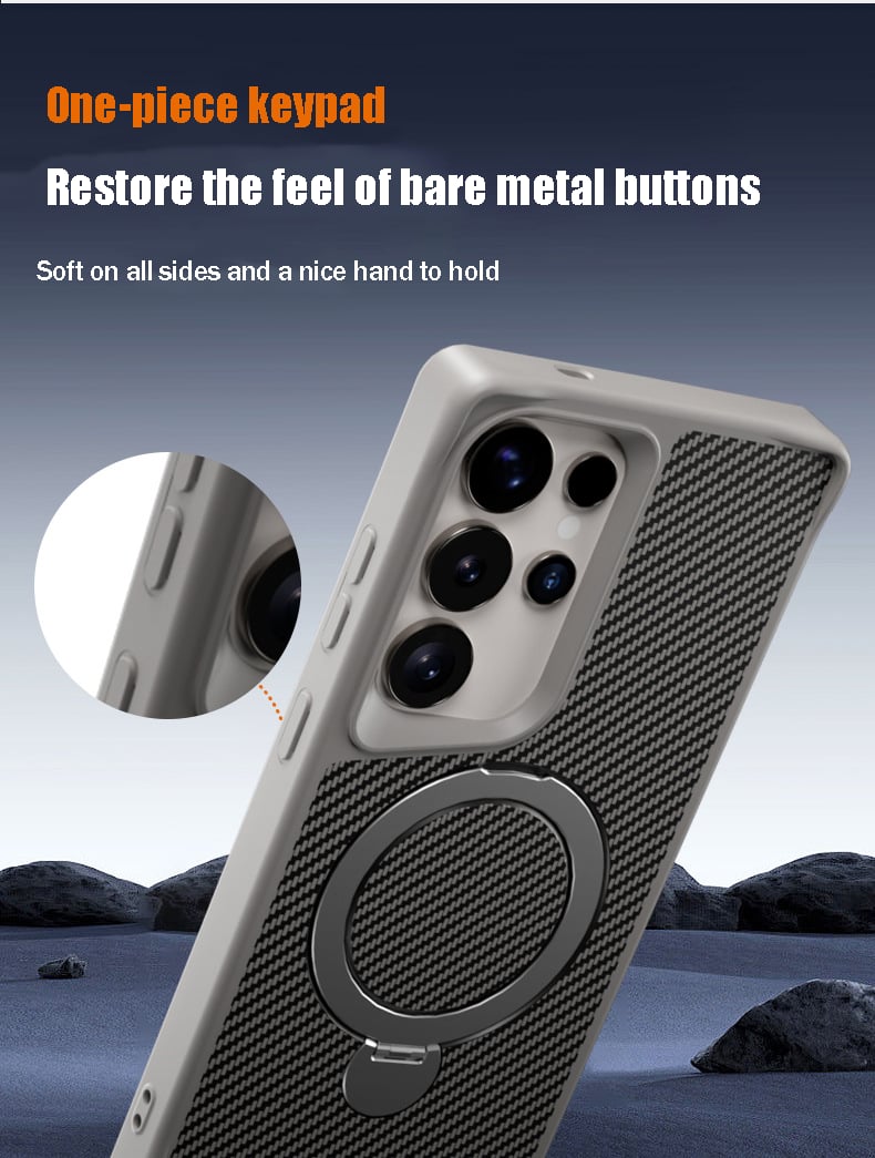 Carbon fiber texture magnetic stand anti-drop protective case for Samsung Galaxy S25 series, S24 Ultra, S23 Ultra, S22 Ultra