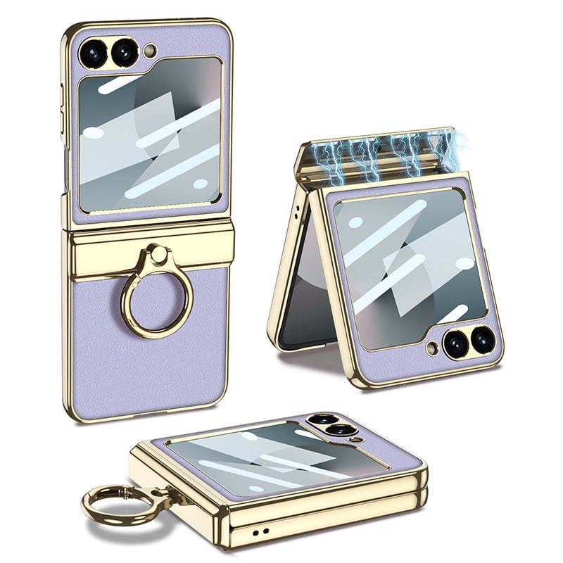 Samsung Galaxy Z Flip6 | Electroplated Ring Leather Case