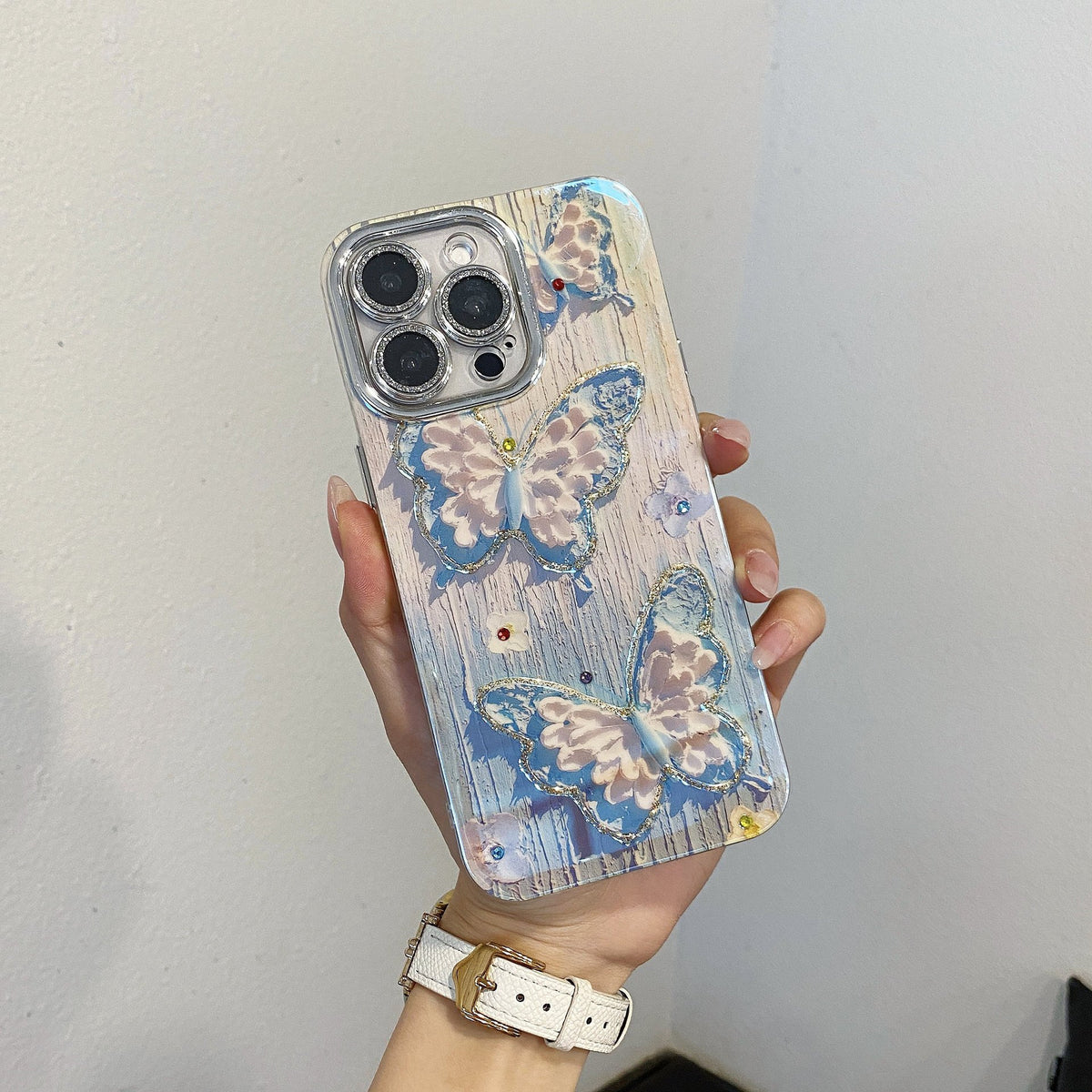 Butterfly Flower Bling Diamond Soft Phone Case Compatible with iPhone Case