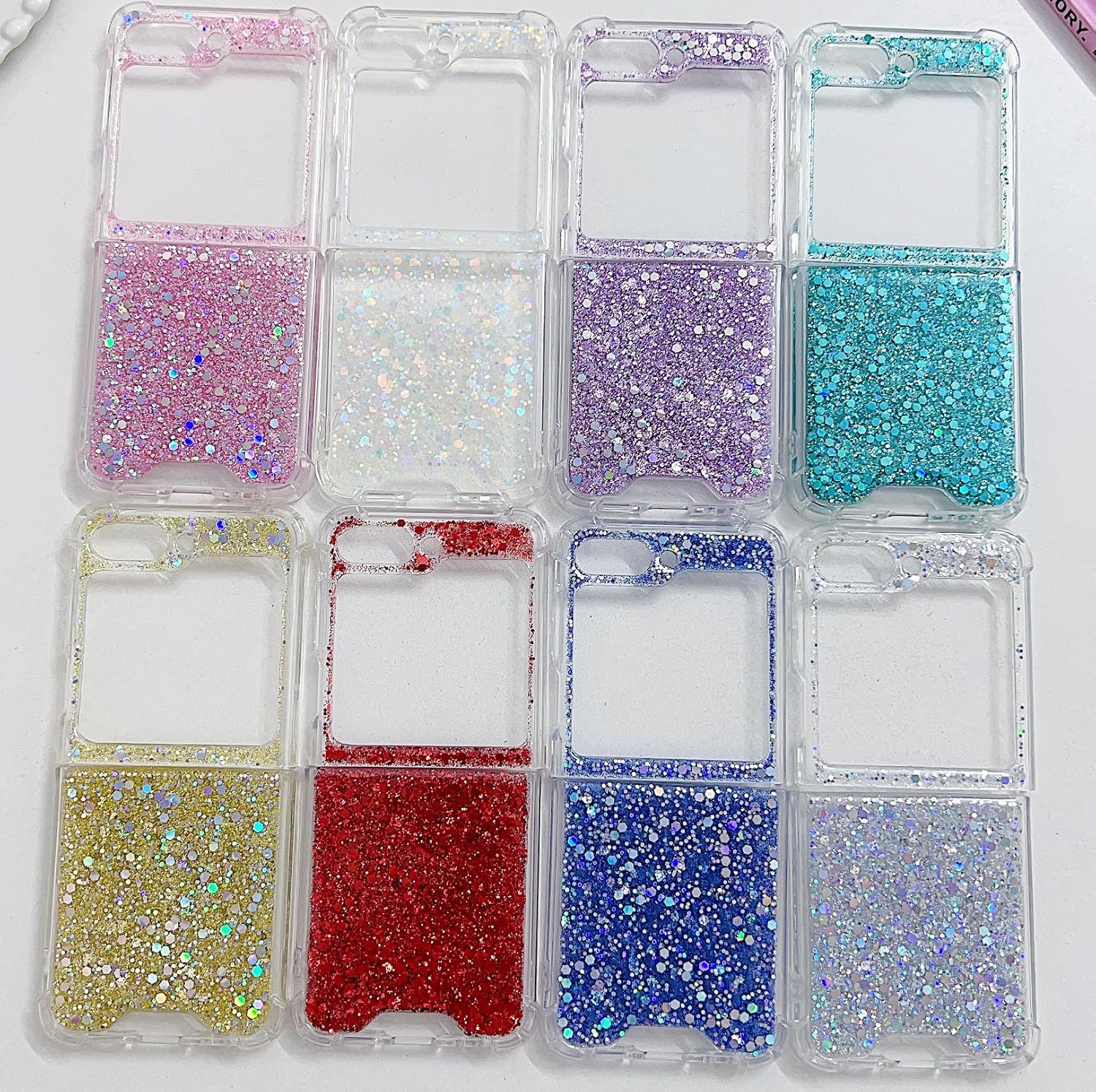 Epoxy glitter beads mobile phone case, suitable for Galaxy Z Flip 3/Galaxy Z Flip 4/Galaxy Z Flip 5/Galaxy Z Flip 6