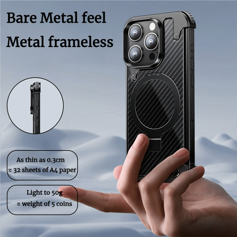 Frameless Carbon Fiber Texture Magnetic Bracket Case