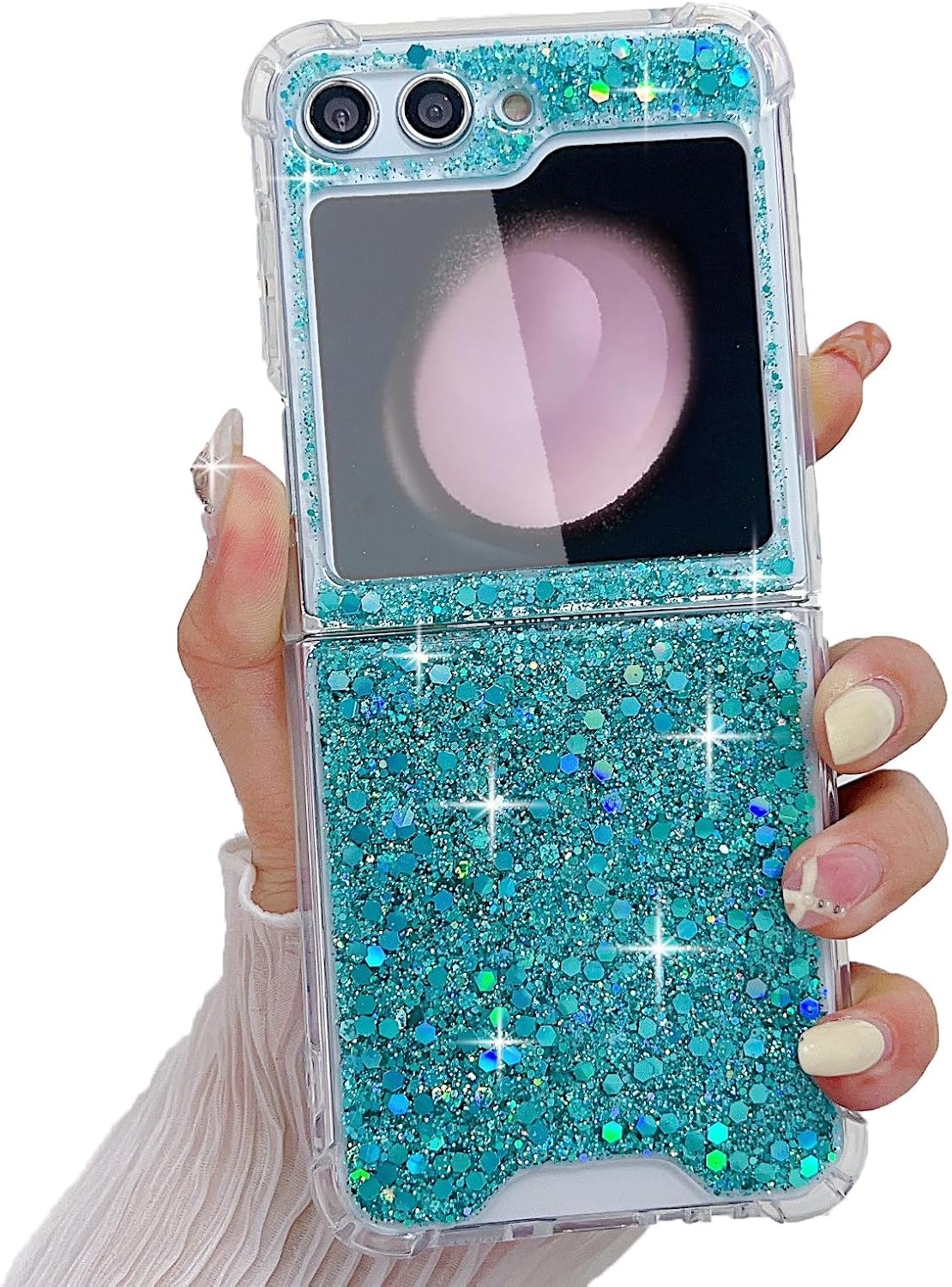 Epoxy glitter beads mobile phone case, suitable for Galaxy Z Flip 3/Galaxy Z Flip 4/Galaxy Z Flip 5/Galaxy Z Flip 6