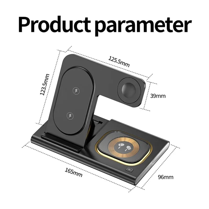 15W 3 in 1 LED Foldable Wireless Charger Stand For Samsung Or iPhone