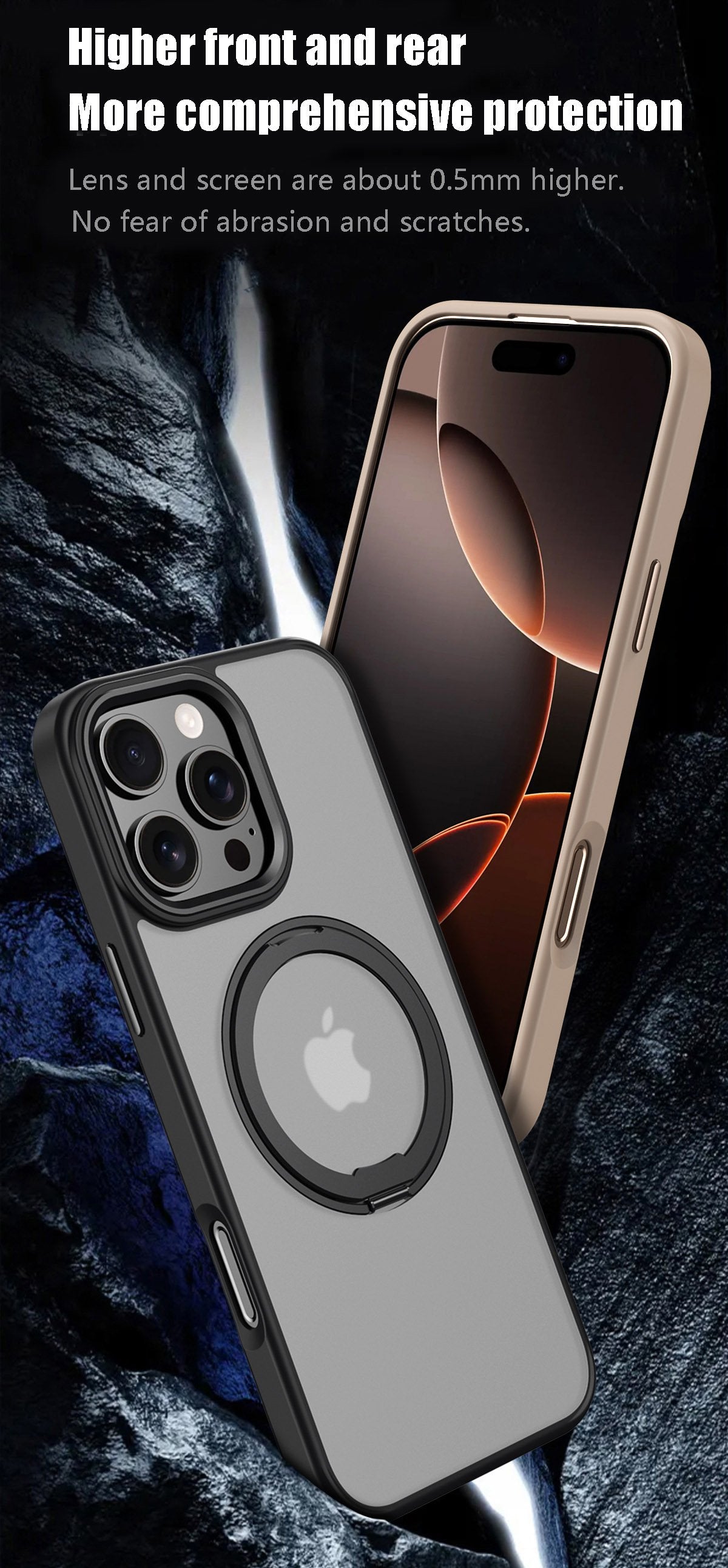 Applicable iphone16 case premium sense 360 magnetic rotating stand case pivot point cell phone case