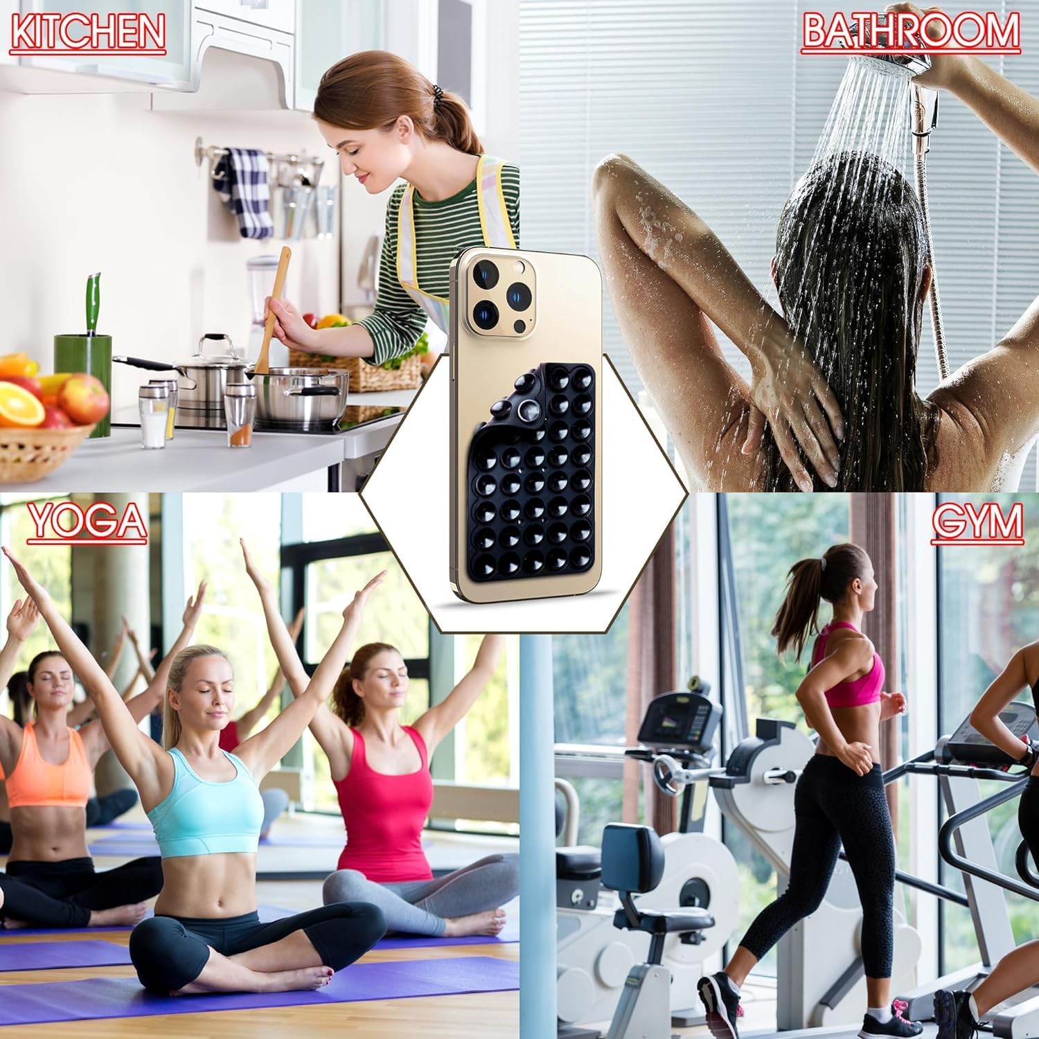 Silicone Suction Cup Phone Case Mount Double Sided for iPhone and Android