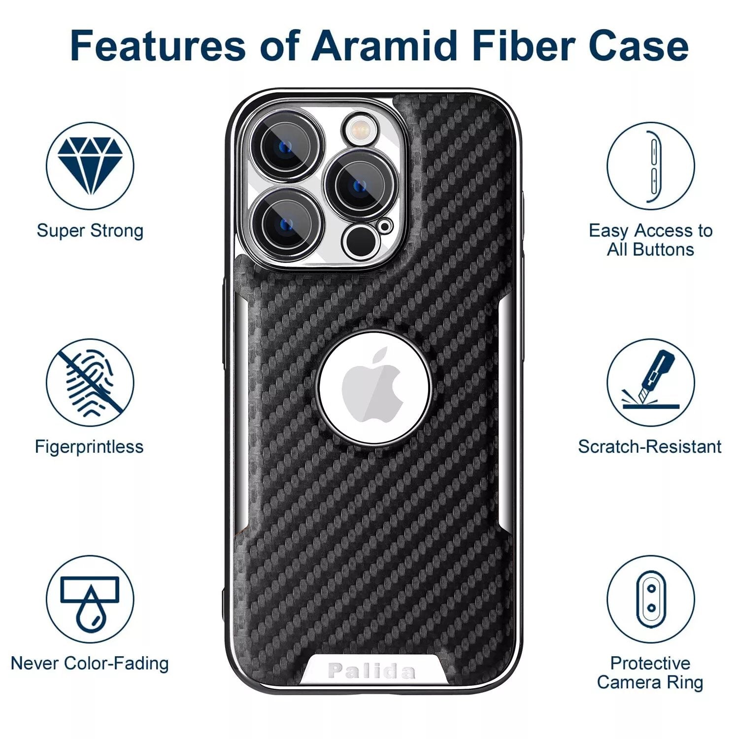 Carbon Fiber Texture Missing Label Mobile Phone Case For Apple 16/15/14/13 Series, Simple Protective Cover With Built-in Lens Film