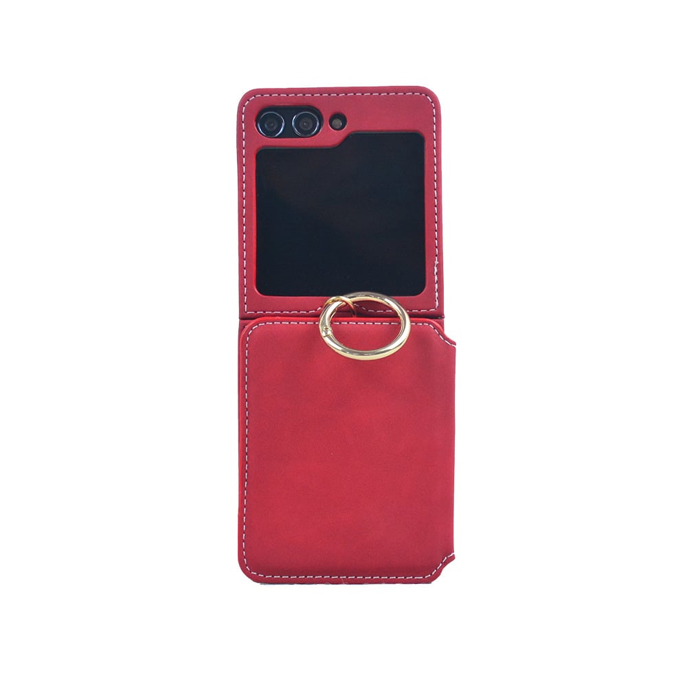 Ring Card Holder Phone Case With Chain For Galaxy Z Flip 3/Galaxy Z Flip 4/Galaxy Z Flip 5/Galaxy Z Flip 6