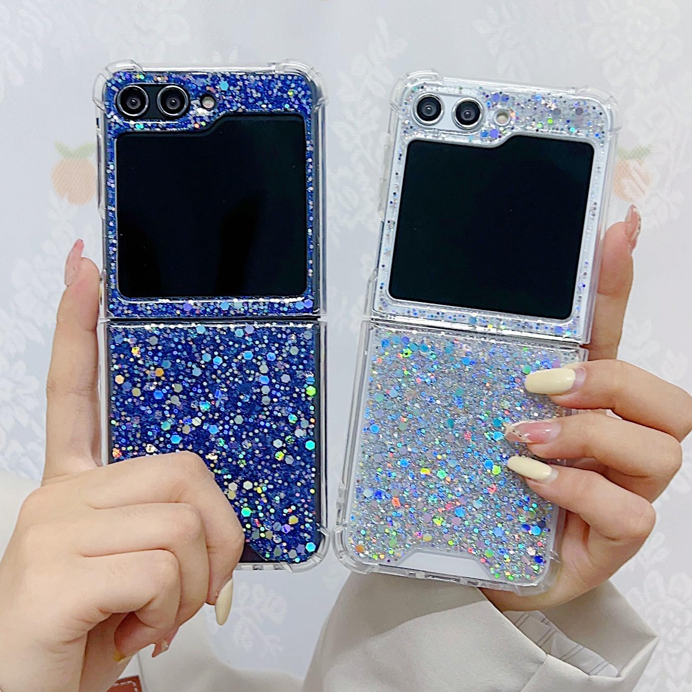 Epoxy glitter beads mobile phone case, suitable for Galaxy Z Flip 3/Galaxy Z Flip 4/Galaxy Z Flip 5/Galaxy Z Flip 6