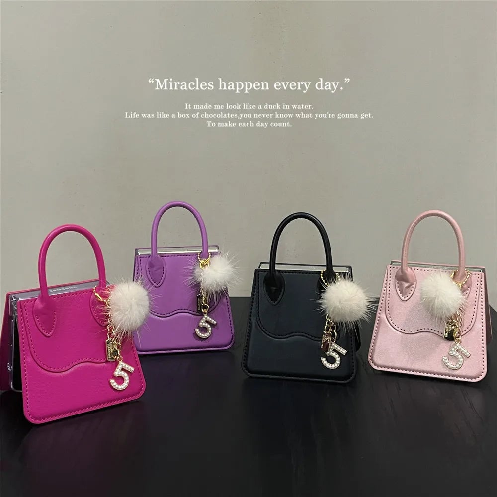 Leather Handbag Phone Case for Galaxy Z Flip 3/Galaxy Z Flip 4/Galaxy Z Flip 5