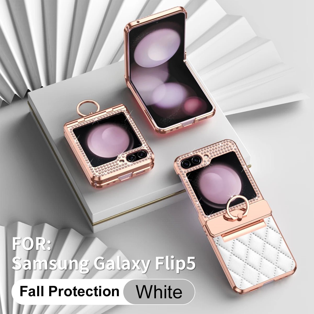 Luxury Leather Pattern Folding Protective Case, Compatible with Galaxy Z Flip 3/Galaxy Z Flip 4/Galaxy Z Flip 5