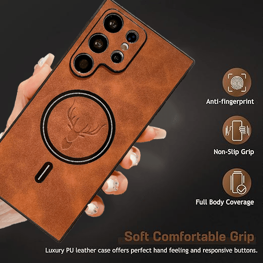 Luxury MagSafe Leather Case for Galaxy S21/S22/S23/S24 Series | Premium Protection & Wireless Charging