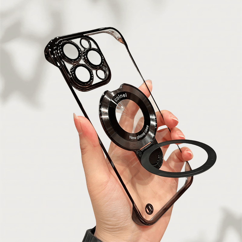 Electroplated Frameless iPhone Case with Magnetic Stand & Lens Film