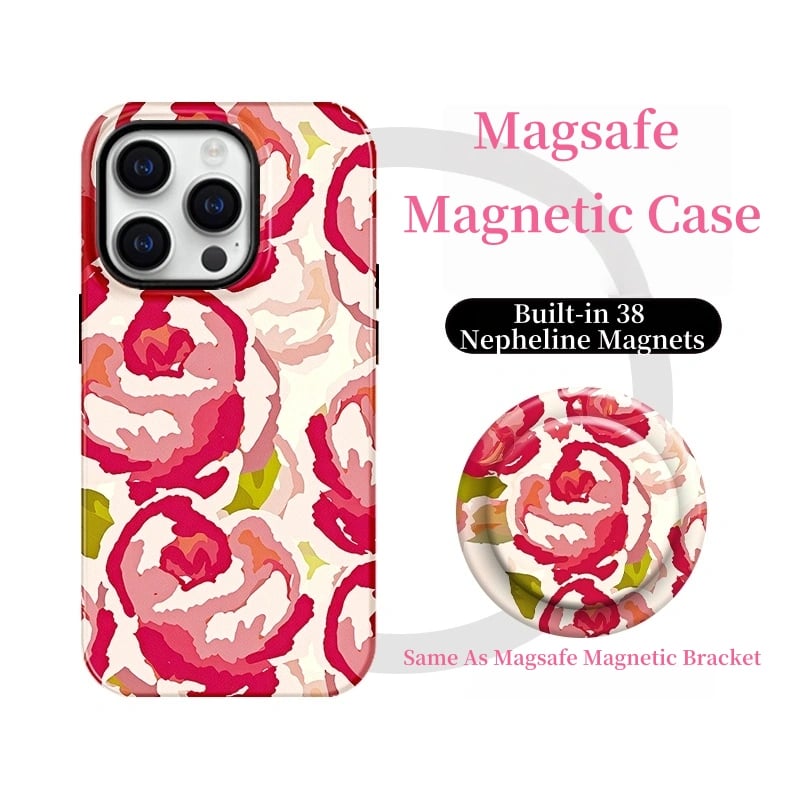 Floral MagSafe Case For iPhone  – 38 Magnet Design, Glossy Print, Two Style Options