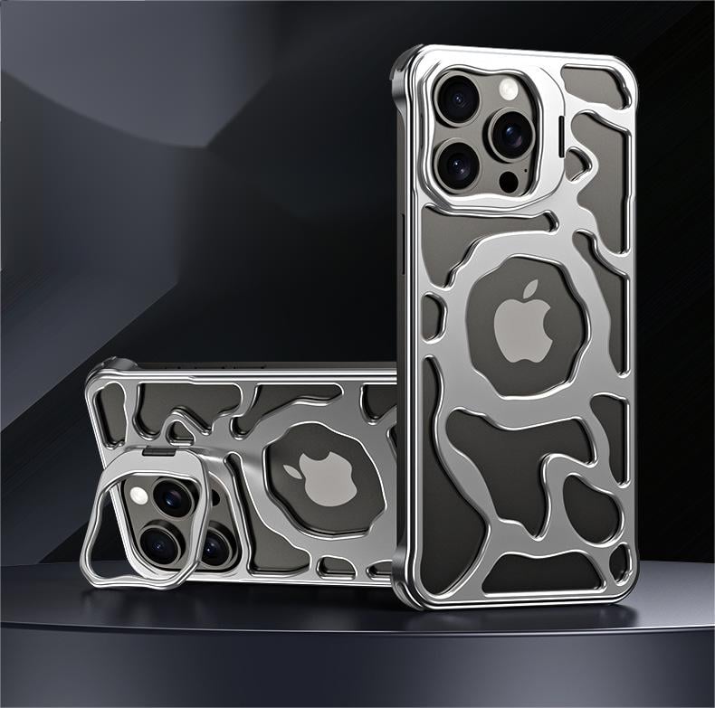 SentimentvalueTM Magnetic Heat Dissipation Hollow Metal Case With Lens Holder For iPhone 16 15 14 13 Series